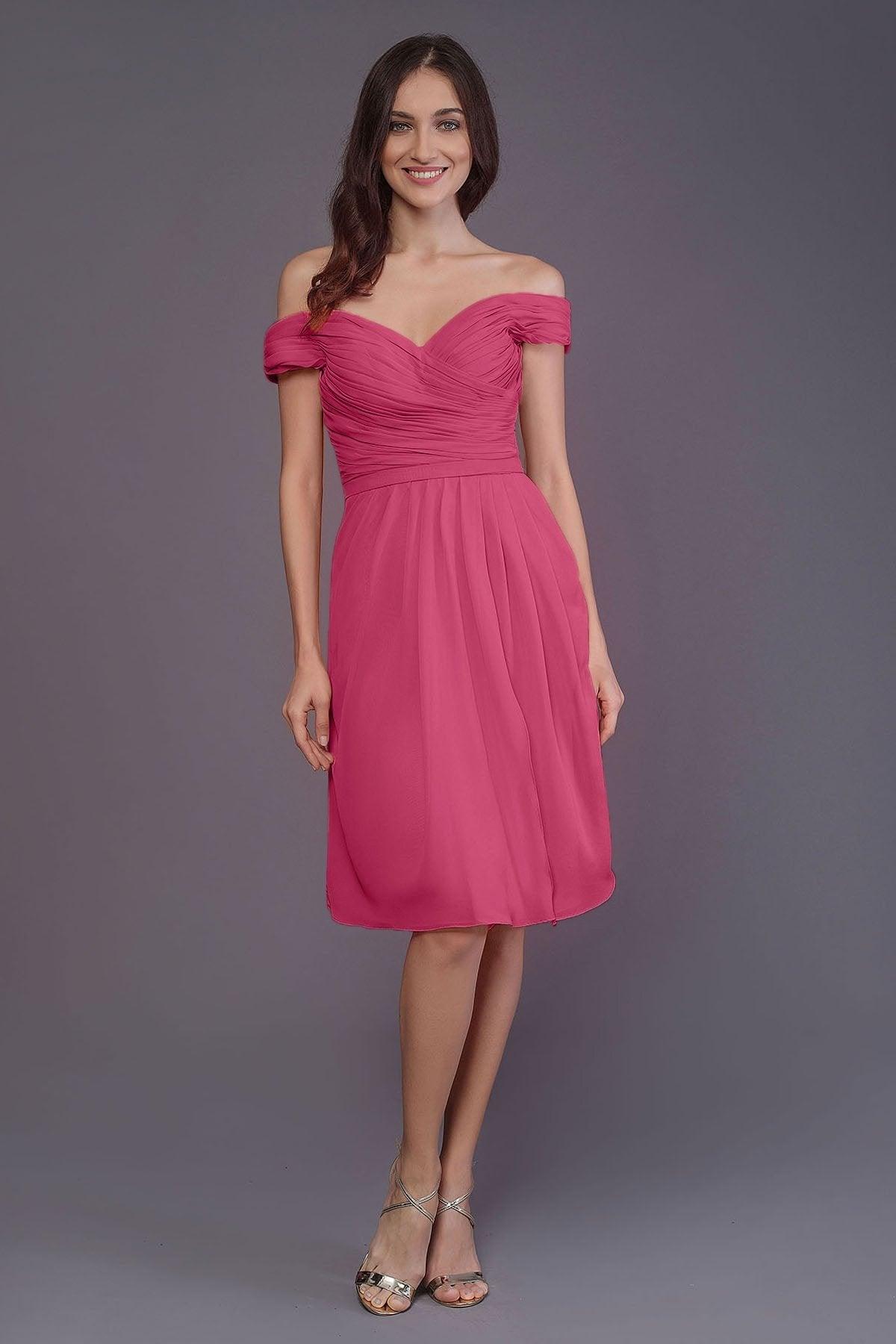 Sheath-Column Knee Length Short Bridesmaid Dress PR3485 - COCOMELODY