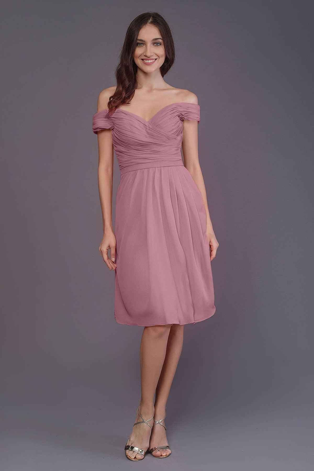 Sheath-Column Knee Length Short Bridesmaid Dress PR3485 - COCOMELODY