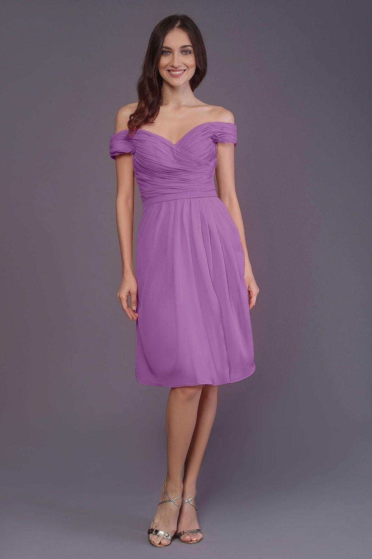 Sheath-Column Knee Length Short Bridesmaid Dress PR3485 - COCOMELODY