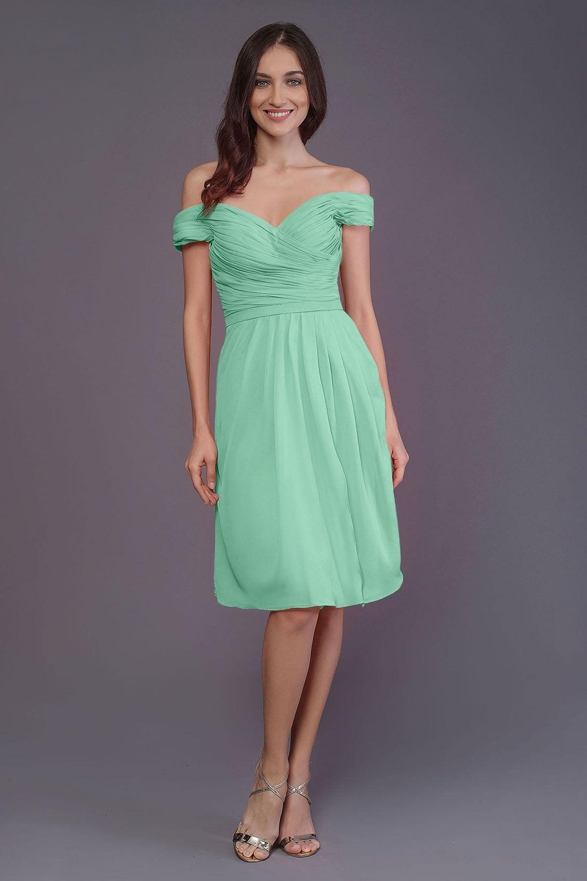 Sheath-Column Knee Length Short Bridesmaid Dress PR3485 - COCOMELODY