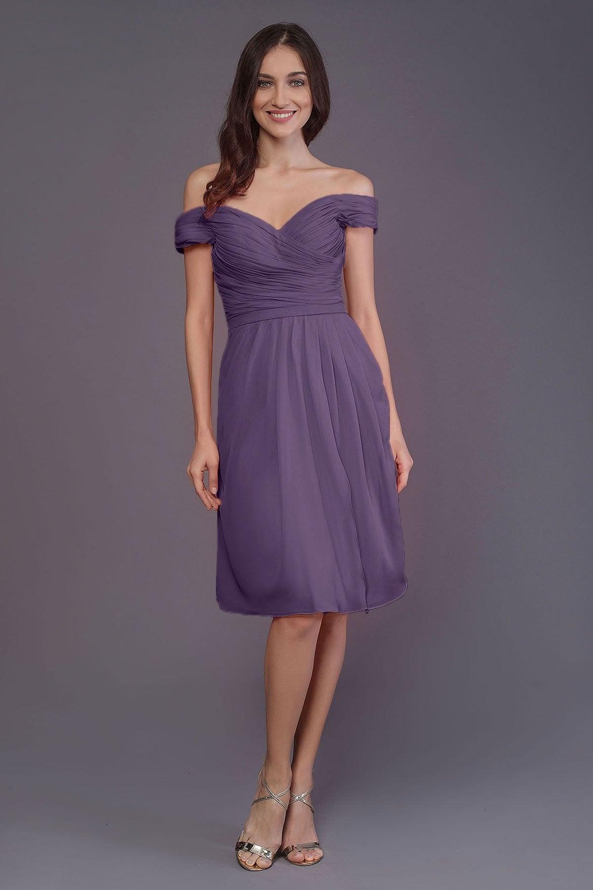 Sheath-Column Knee Length Short Bridesmaid Dress PR3485 - COCOMELODY