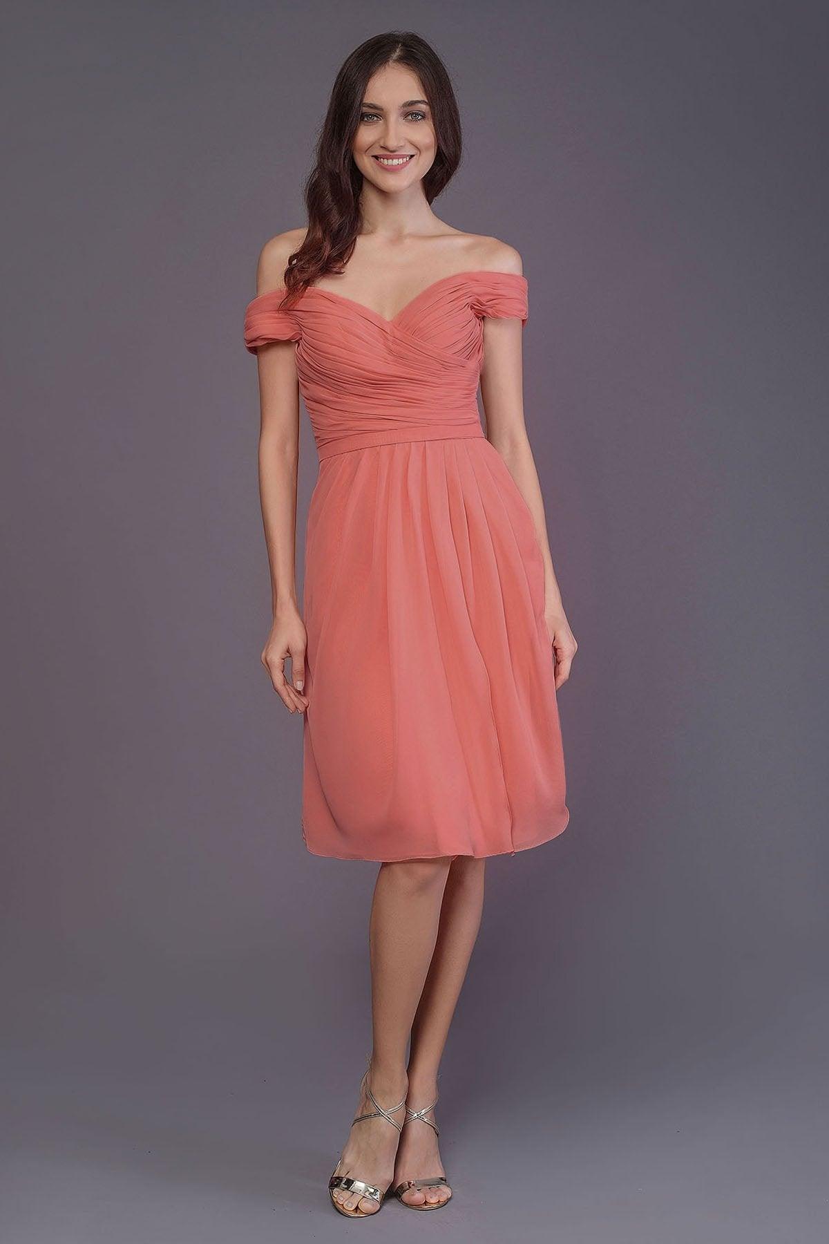 Sheath-Column Knee Length Short Bridesmaid Dress PR3485 - COCOMELODY