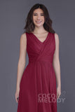 Sheath-Column Floor Length Chiffon Bridesmaid Dress PR3499CR - COCOMELODY