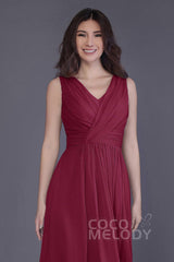 Sheath-Column Floor Length Chiffon Bridesmaid Dress PR3499CR - COCOMELODY