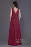 Sheath-Column Floor Length Chiffon Bridesmaid Dress PR3499CR - COCOMELODY