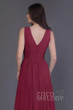 Sheath-Column Floor Length Chiffon Bridesmaid Dress PR3499CR - COCOMELODY
