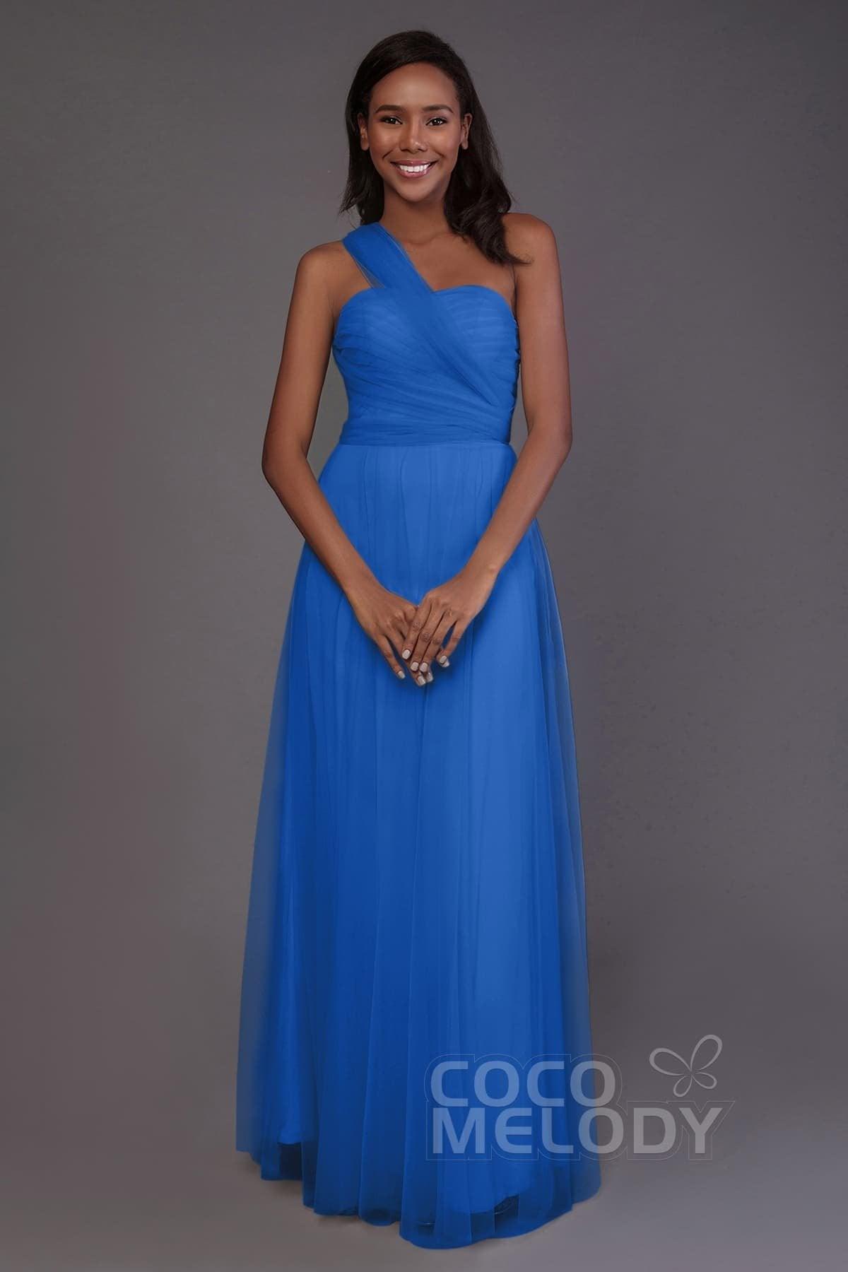 Sheath-Column Floor Length Tulle Bridesmaid Dress PR3502 - COCOMELODY