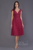 A-Line Knee Length Tulle Bridesmaid Dress PR3515CR - COCOMELODY