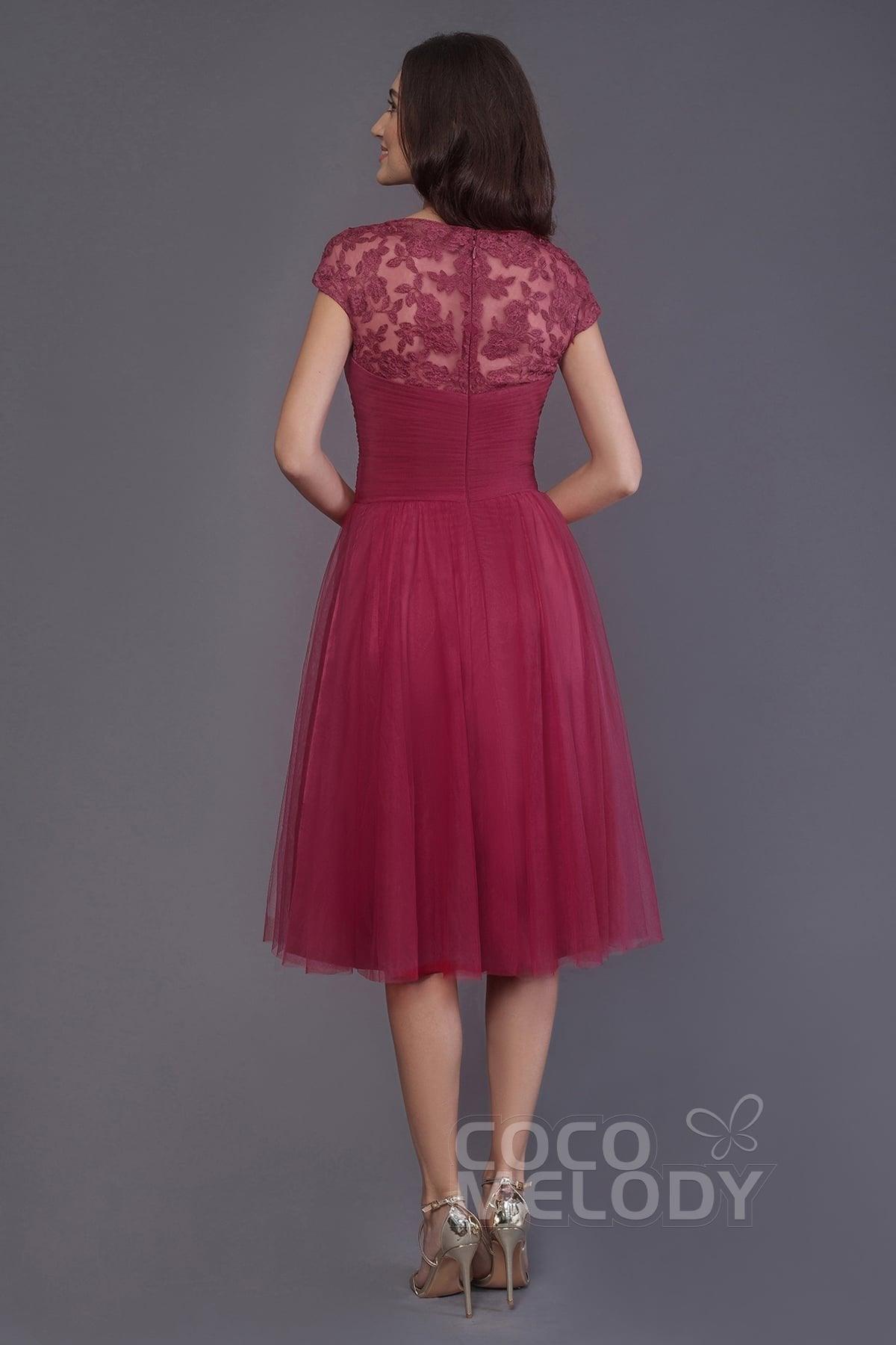 A-Line Knee Length Tulle Bridesmaid Dress PR3515CR - COCOMELODY