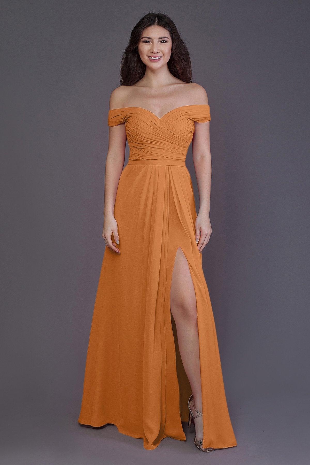 Sheath-Column Floor Length Chiffon Bridesmaid Dress PR3536PS - COCOMELODY