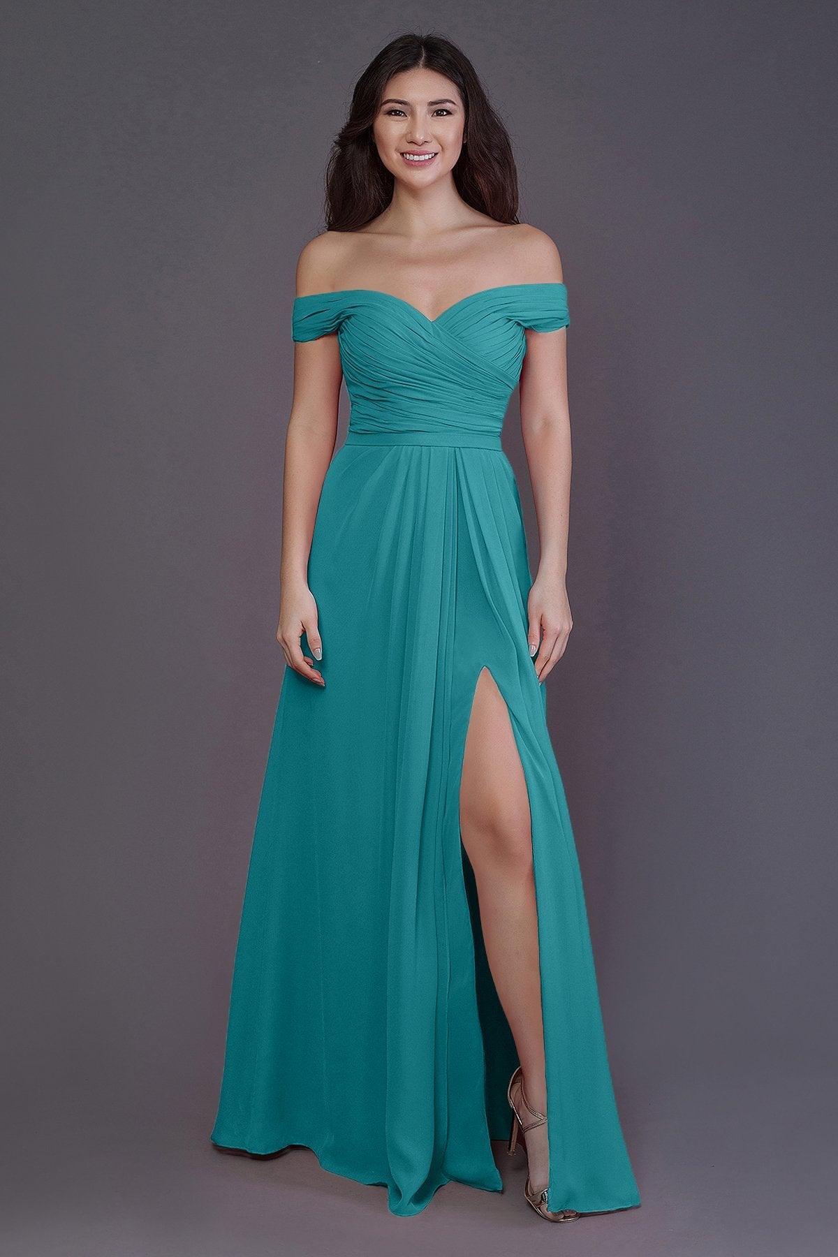 Sheath-Column Floor Length Chiffon Bridesmaid Dress PR3536PS - COCOMELODY