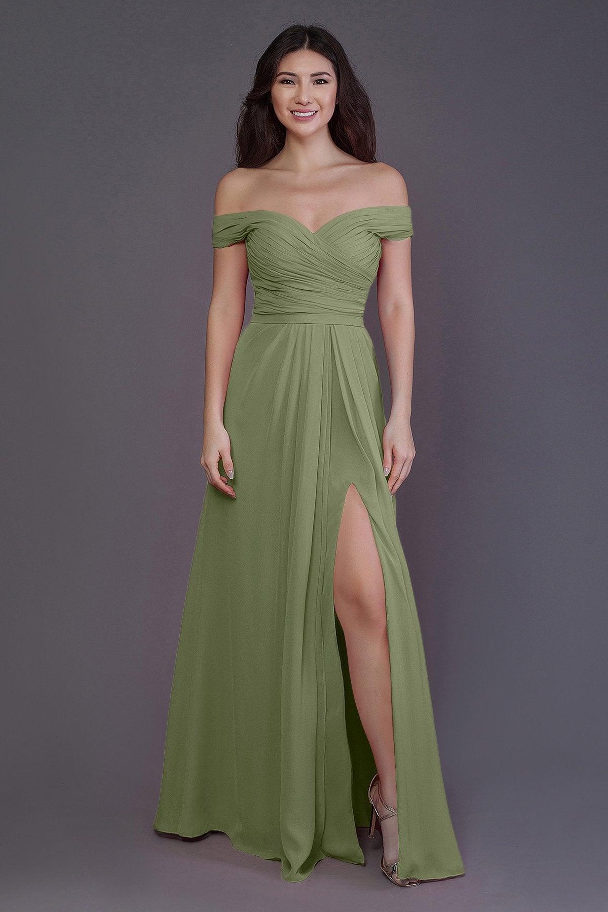 Sheath-Column Floor Length Chiffon Bridesmaid Dress PR3536PS - COCOMELODY