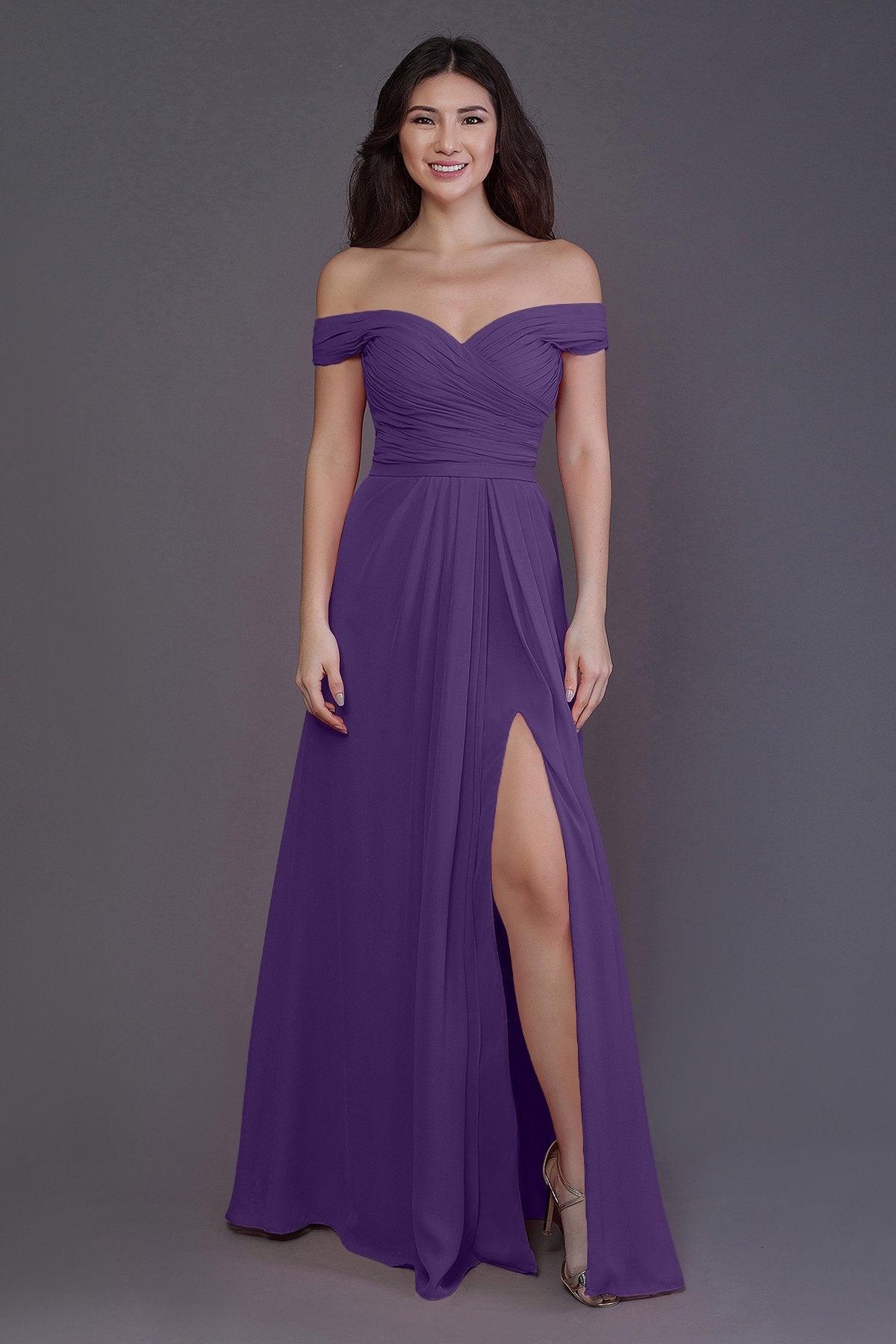 Sheath-Column Floor Length Chiffon Bridesmaid Dress PR3536PS - COCOMELODY