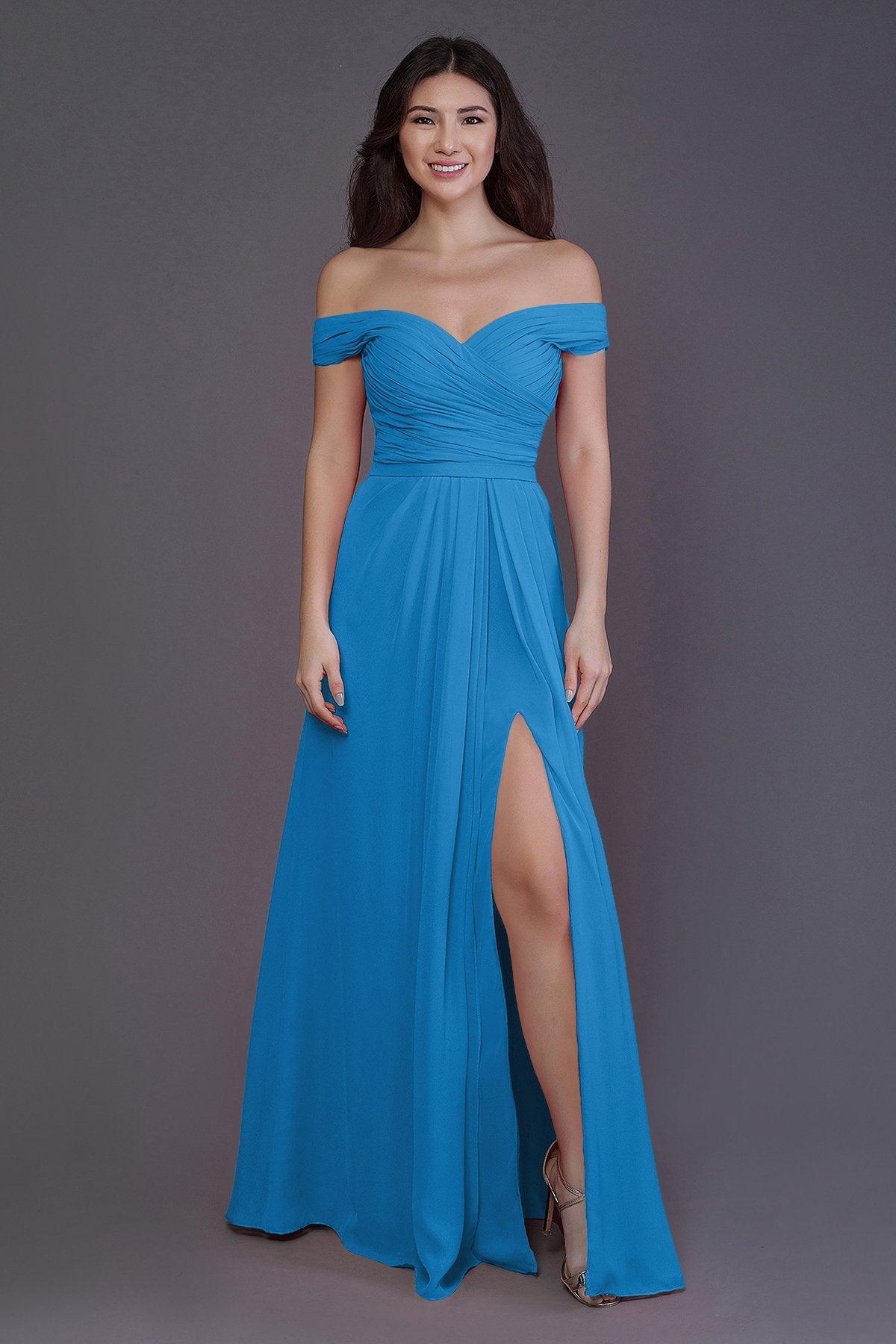 Sheath-Column Floor Length Chiffon Bridesmaid Dress PR3536PS - COCOMELODY