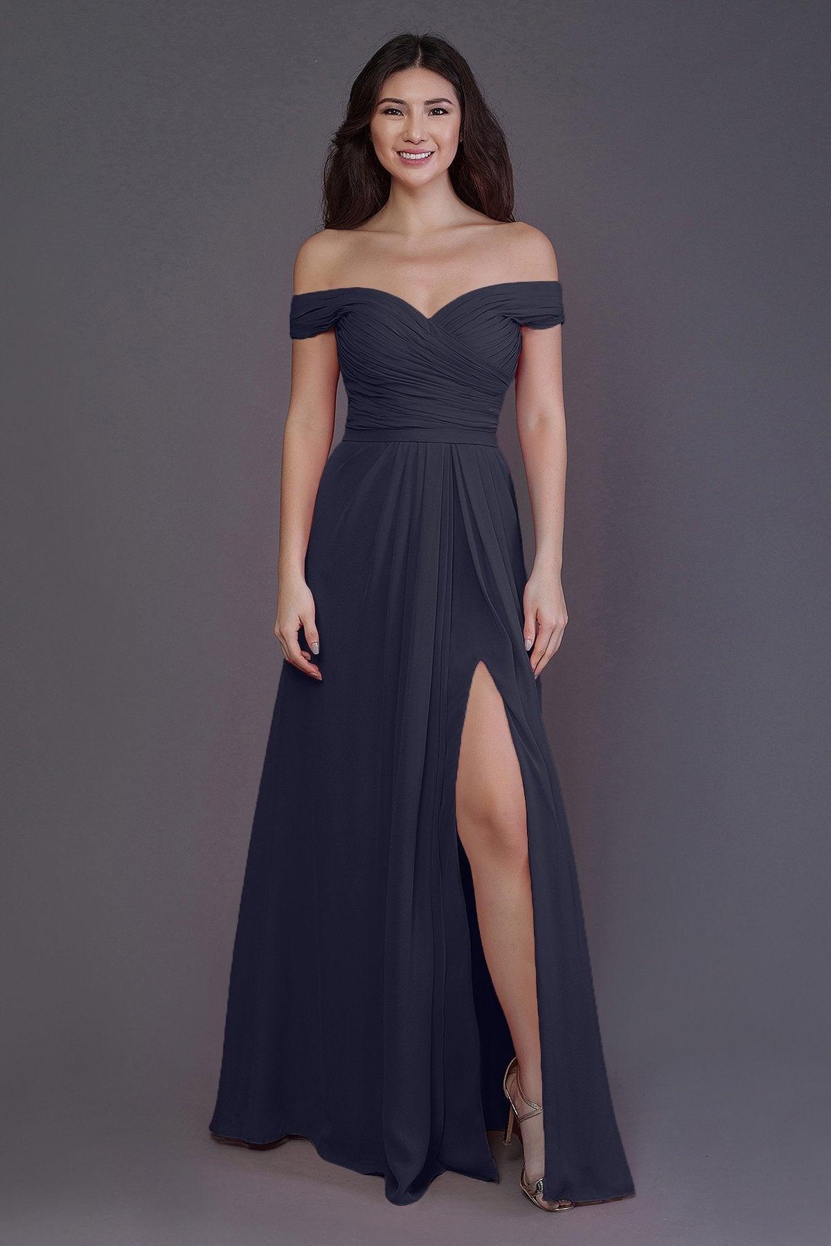 Sheath-Column Floor Length Chiffon Bridesmaid Dress PR3536PS - COCOMELODY