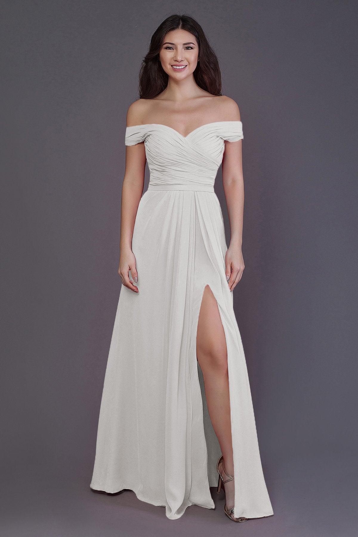 Sheath-Column Floor Length Chiffon Bridesmaid Dress PR3536PS - COCOMELODY