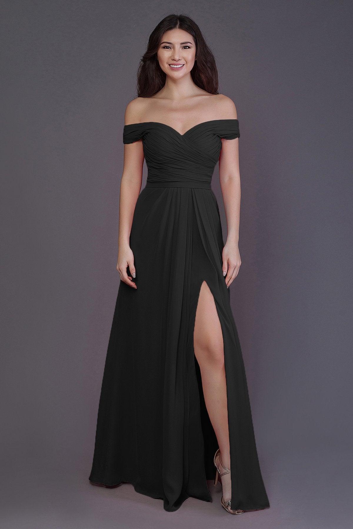 Sheath-Column Floor Length Chiffon Bridesmaid Dress PR3536PS - COCOMELODY