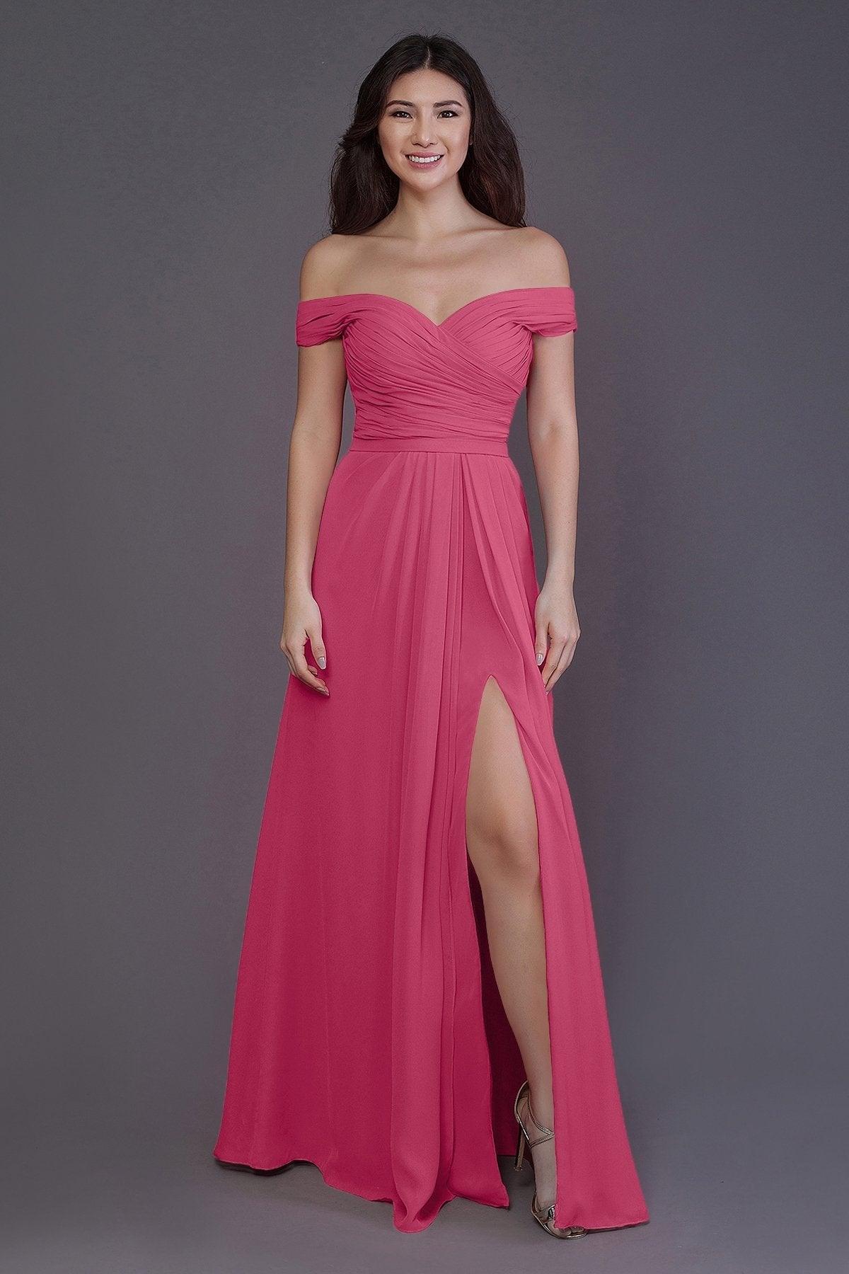 Sheath-Column Floor Length Chiffon Bridesmaid Dress PR3536PS - COCOMELODY