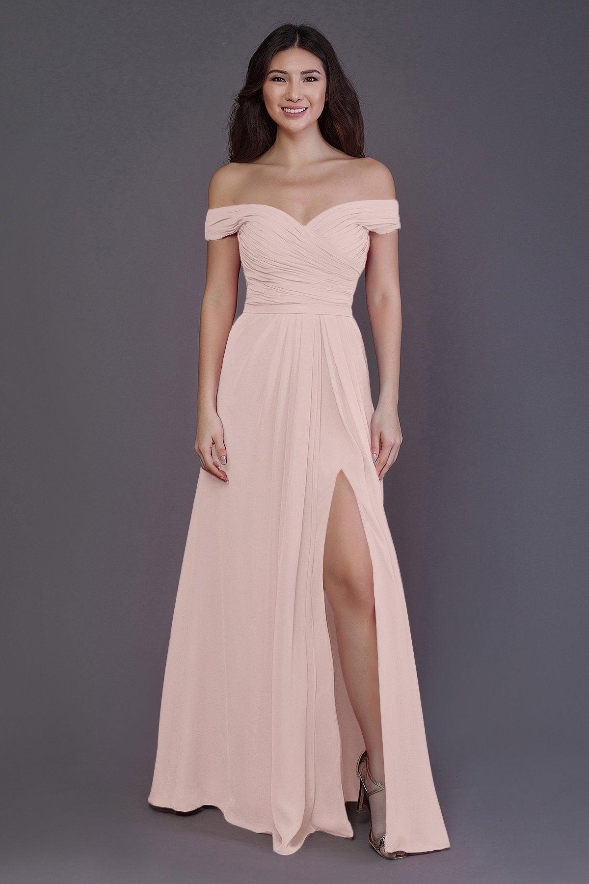 Sheath-Column Floor Length Chiffon Bridesmaid Dress PR3536PS - COCOMELODY