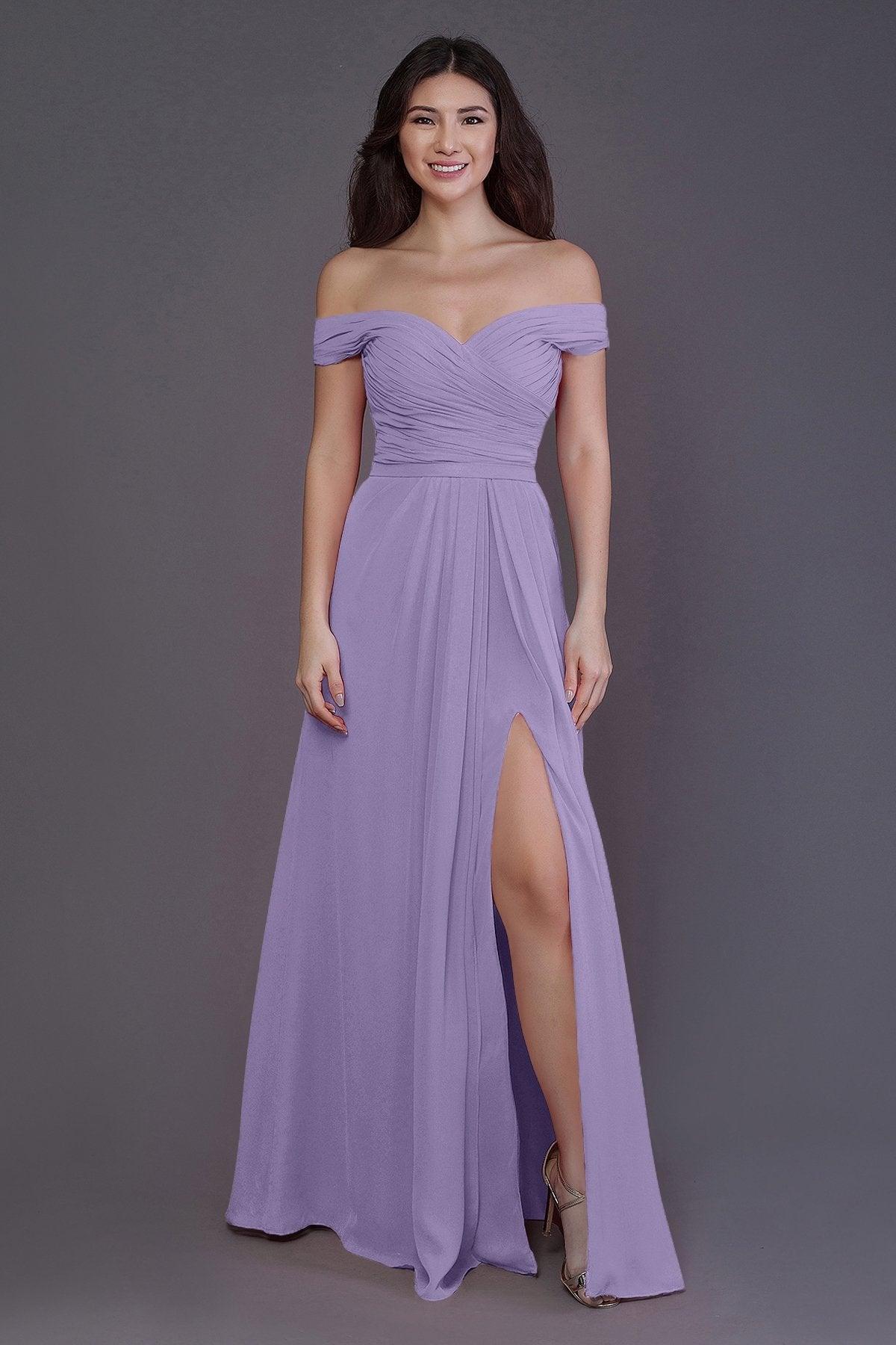 Sheath-Column Floor Length Chiffon Bridesmaid Dress PR3536PS - COCOMELODY