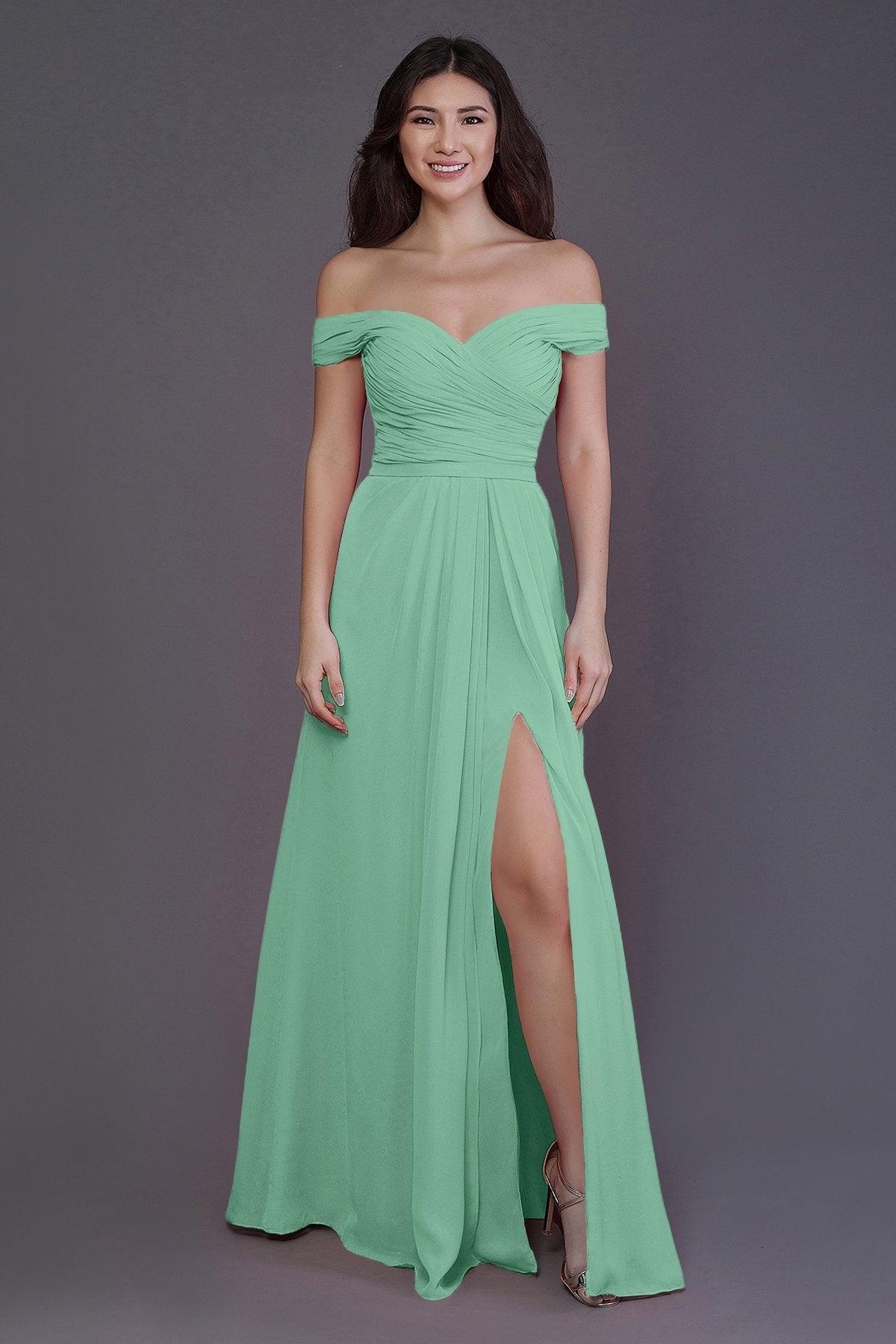 Sheath-Column Floor Length Chiffon Bridesmaid Dress PR3536PS - COCOMELODY