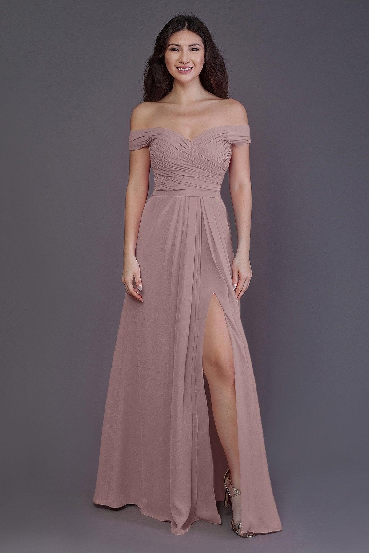 Sheath-Column Floor Length Chiffon Bridesmaid Dress PR3536PS - COCOMELODY