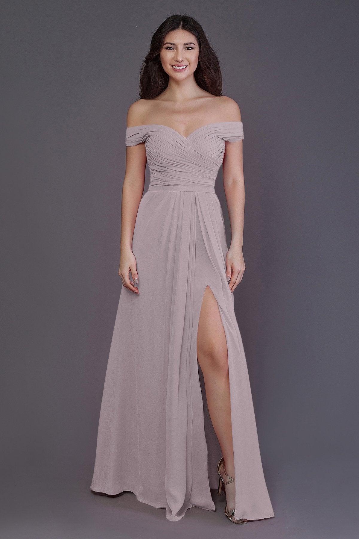 Sheath-Column Floor Length Chiffon Bridesmaid Dress PR3536PS - COCOMELODY
