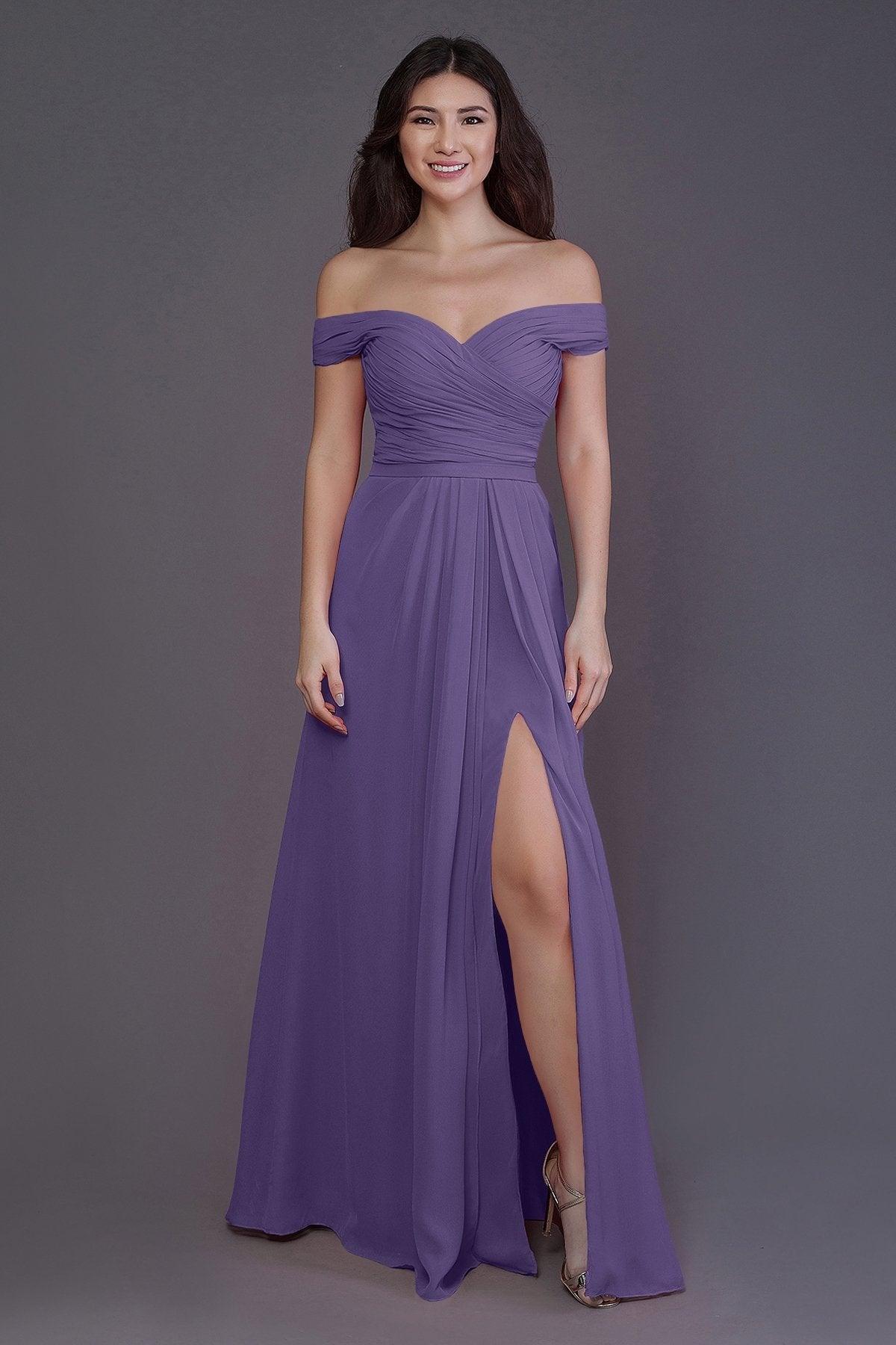 Sheath-Column Floor Length Chiffon Bridesmaid Dress PR3536PS - COCOMELODY