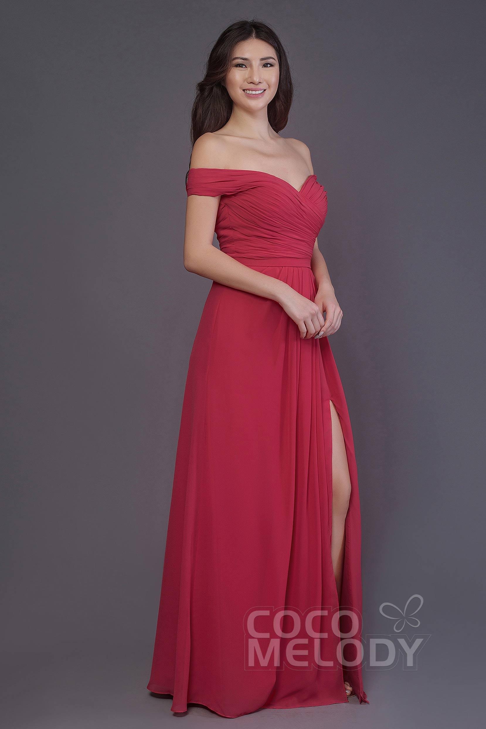 Sheath-Column Floor Length Chiffon Bridesmaid Dress PR3536PS - COCOMELODY