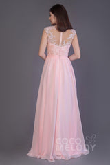 Sheath Floor Length Chiffon and Lace Bridesmaid Dress PR3554PS - COCOMELODY