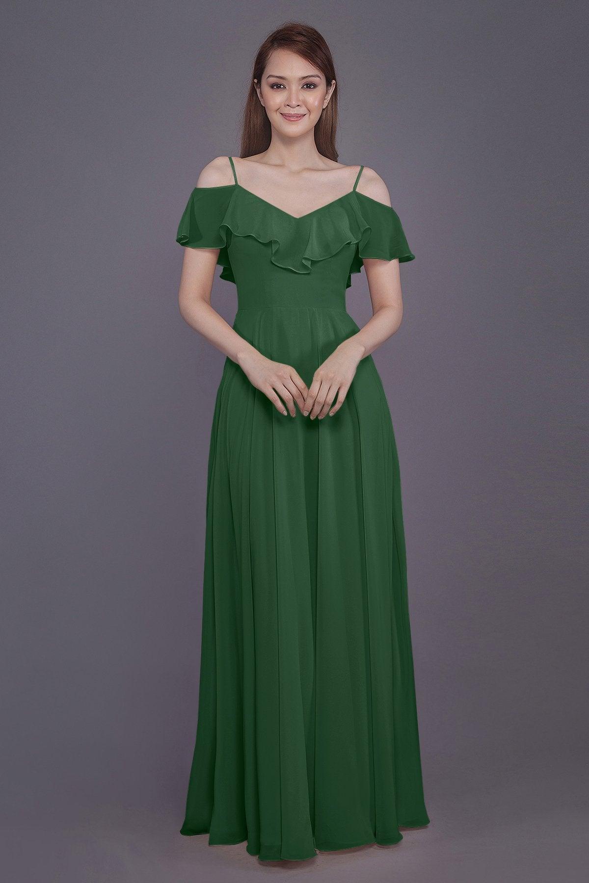 Sheath-Column Floor Length Chiffon Bridesmaid Dress PR3570PS - COCOMELODY