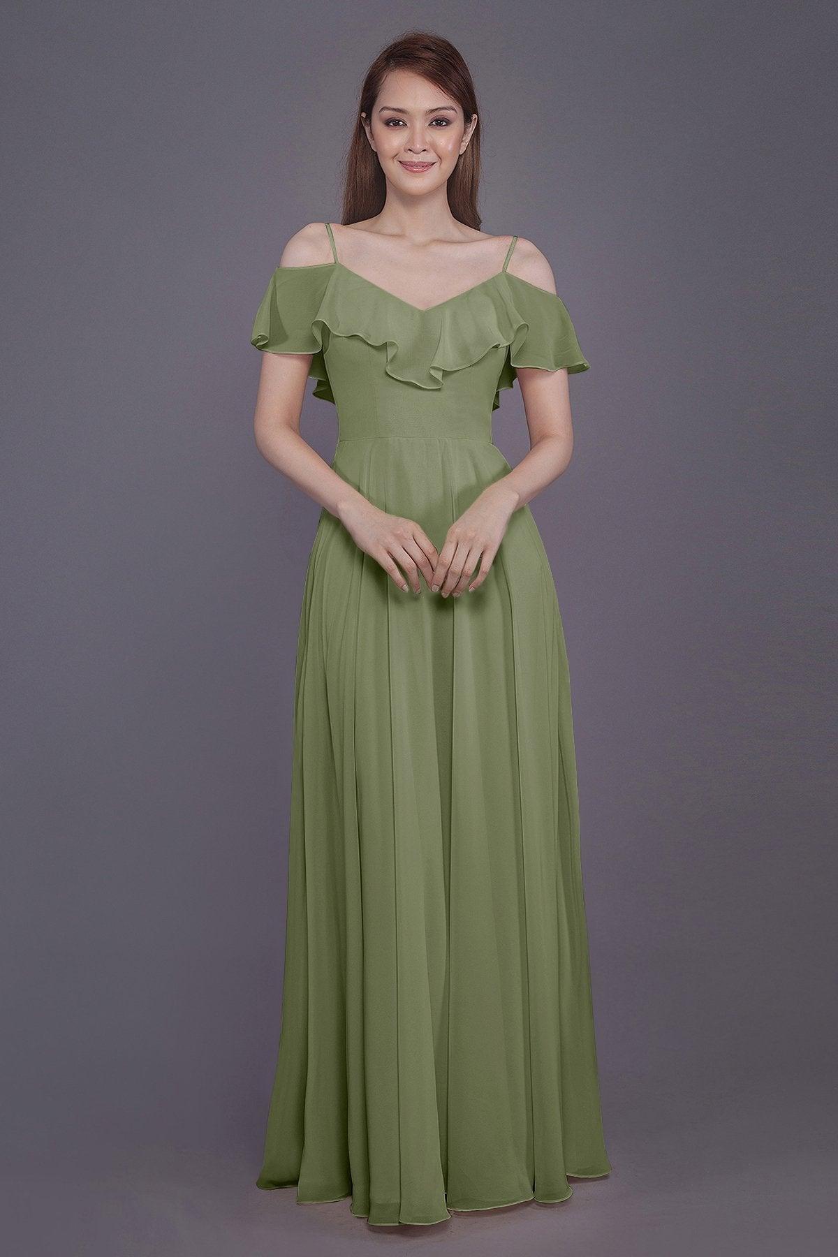 Sheath-Column Floor Length Chiffon Bridesmaid Dress PR3570PS - COCOMELODY