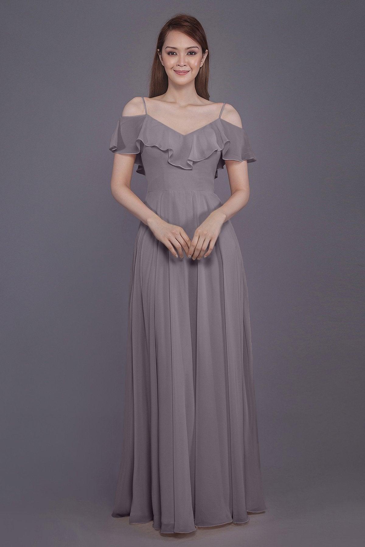 Sheath-Column Floor Length Chiffon Bridesmaid Dress PR3570PS - COCOMELODY