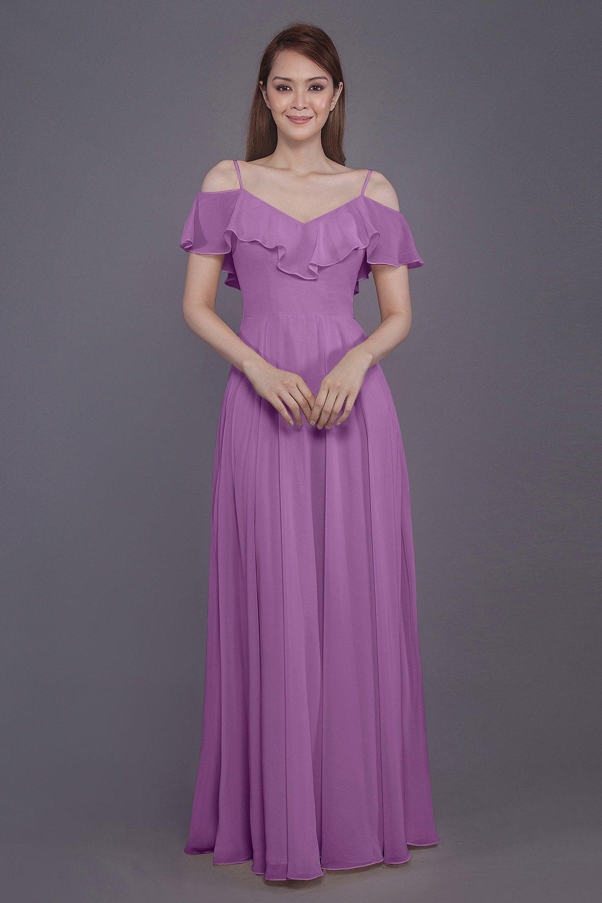 Sheath-Column Floor Length Chiffon Bridesmaid Dress PR3570PS - COCOMELODY