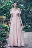 Sheath-Column Floor Length Chiffon Bridesmaid Dress PR3570PS - COCOMELODY
