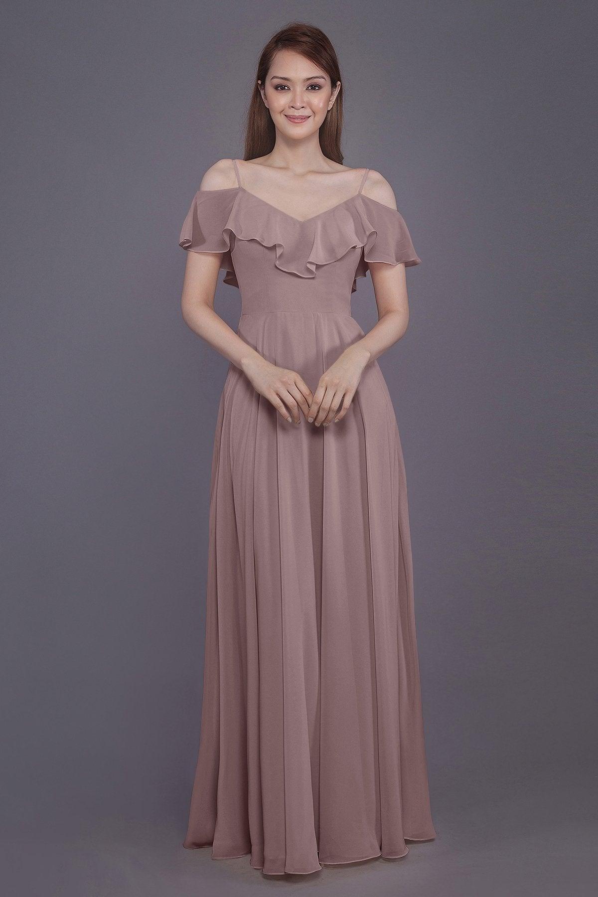 Sheath-Column Floor Length Chiffon Bridesmaid Dress PR3570PS - COCOMELODY