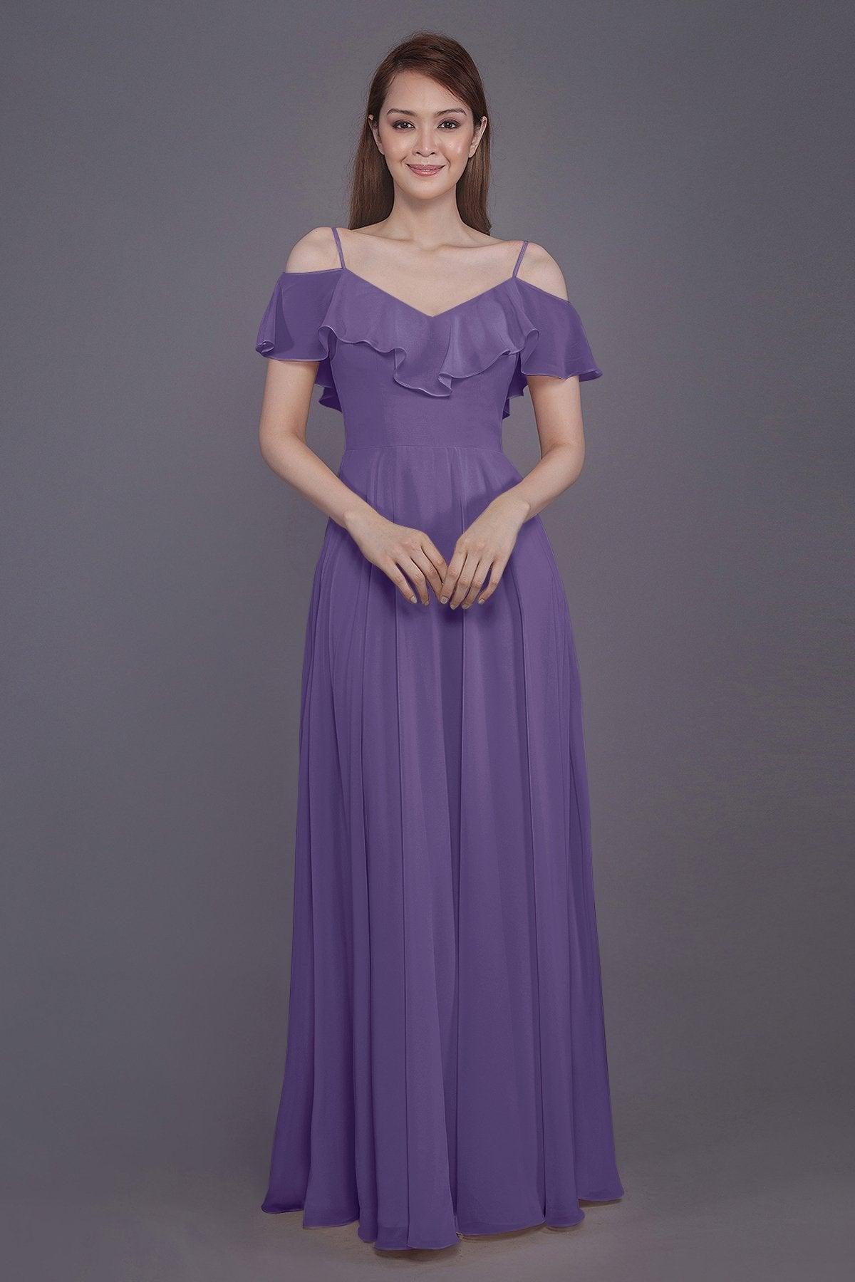 Sheath-Column Floor Length Chiffon Bridesmaid Dress PR3570PS - COCOMELODY