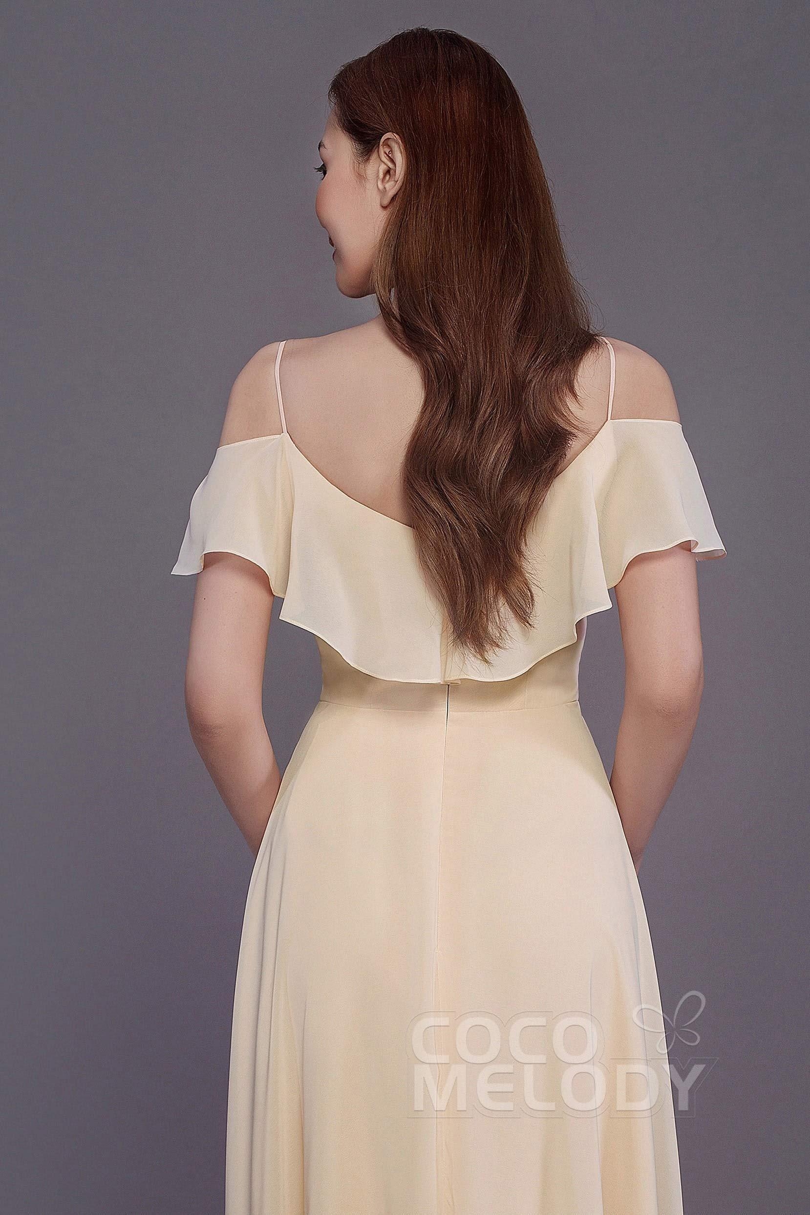 Sheath-Column Floor Length Chiffon Bridesmaid Dress PR3570PS - COCOMELODY