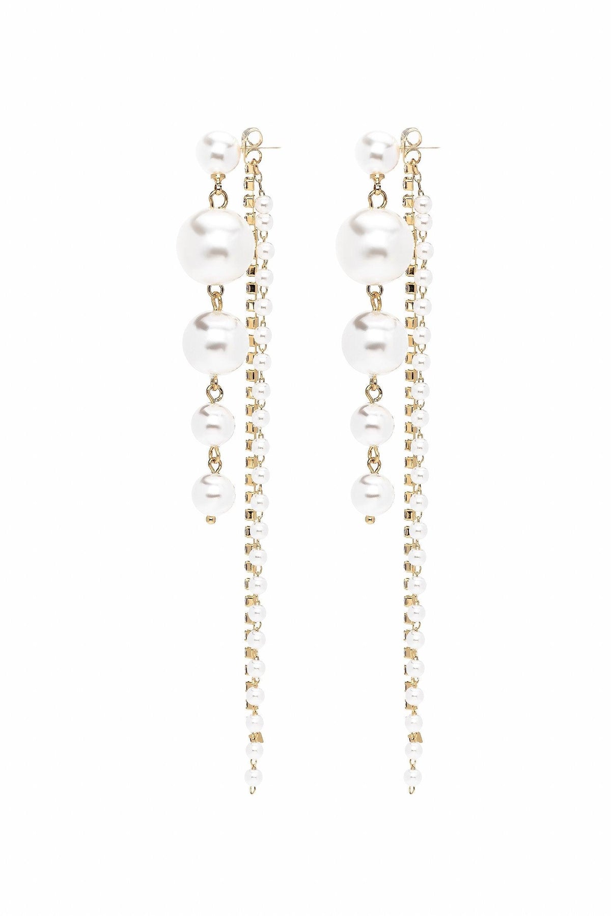 Alloy Earrings with Rhinestone Imitation Pearl CE0117 - COCOMELODY