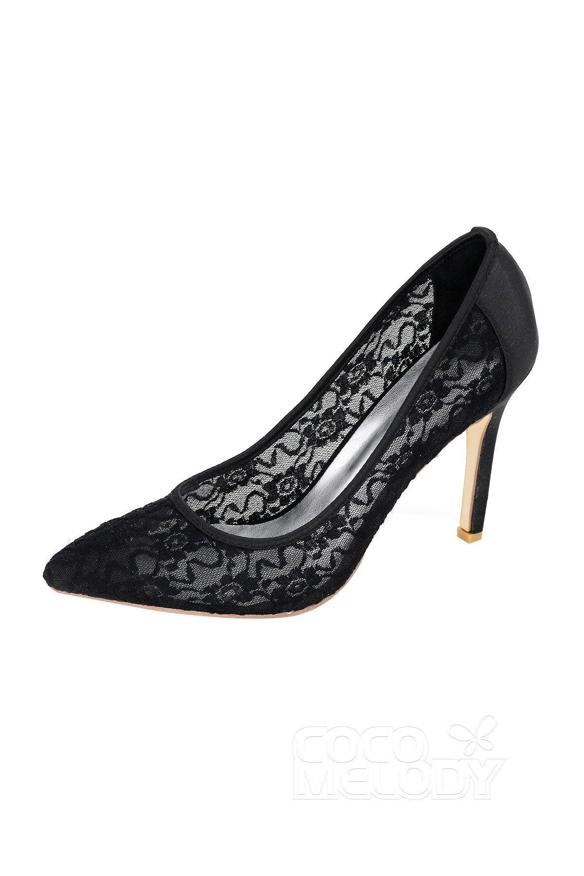 Stiletto Heel Lace Pointed Toe Bridal Shoes SWS16035 - COCOMELODY