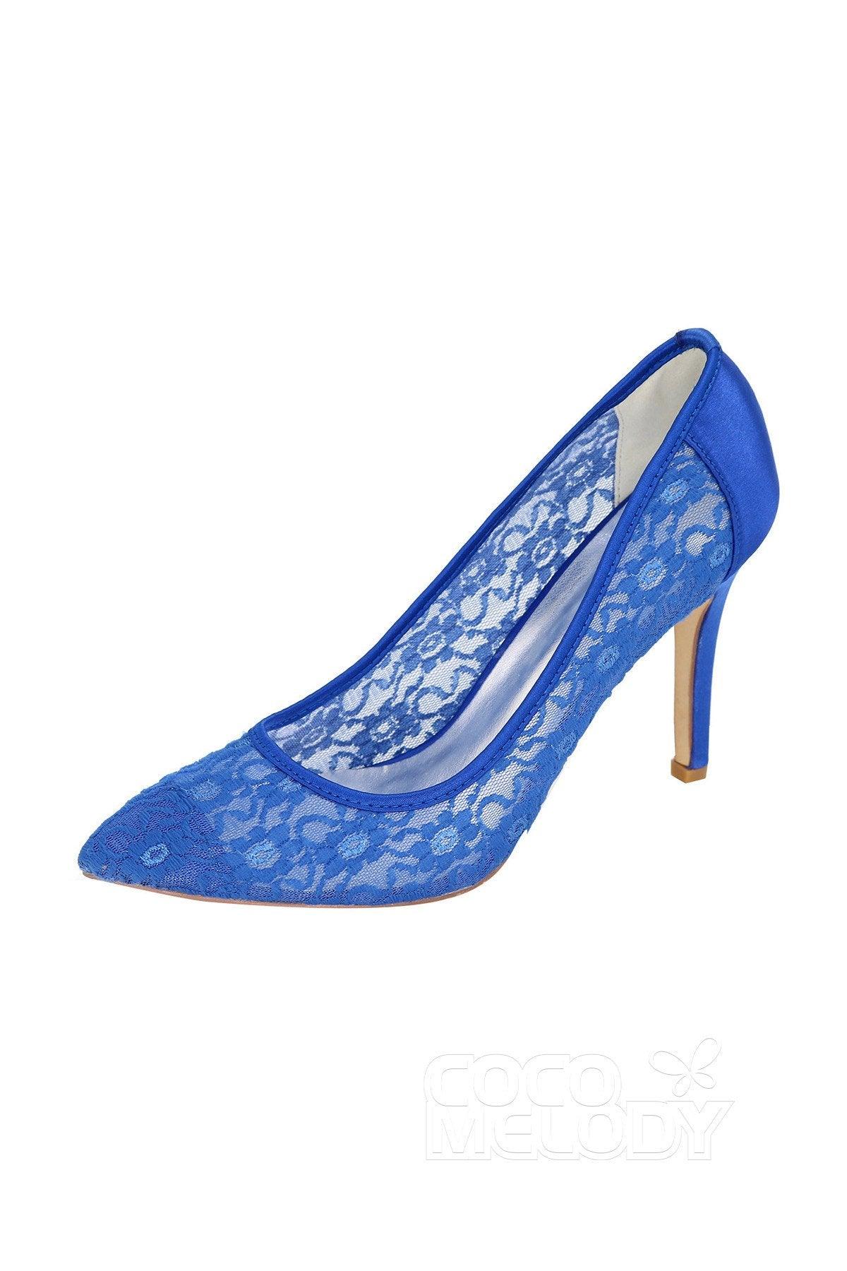 Stiletto Heel Lace Pointed Toe Bridal Shoes SWS16035 - COCOMELODY